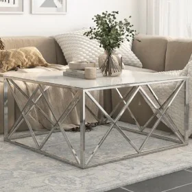 Silver stainless steel and tempered glass coffee table by , Coffee table - Ref: Foro24-349979, Price: 235,83 €, Discount: %