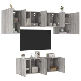Wand-TV-Möbel 6-teilig aus grauem Sonoma-Ingenieurholz von , TV-Möbel - Ref: Foro24-3216444, Preis: 189,89 €, Rabatt: %