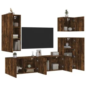 Wall-mounted TV furniture set, 5 pieces, engineered wood, smoked oak. by , TV Furniture - Ref: Foro24-3216450, Price: 225,01 ...