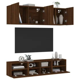 Wall-mounted TV furniture set, 5 pieces, engineered wood, brown oak. by , TV Furniture - Ref: Foro24-3216517, Price: 158,50 €...