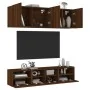 Wall-mounted TV furniture set, 5 pieces, engineered wood, brown oak. by , TV Furniture - Ref: Foro24-3216517, Price: 158,50 €...