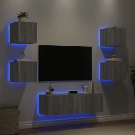 Wand-TV-Möbel mit LED-Lichtern, 5-teilig, in Sonoma-Grau. von , TV-Möbel - Ref: Foro24-3216865, Preis: 166,63 €, Rabatt: %