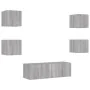 Wall-mounted TV furniture with LED lights, 5 pieces in Sonoma gray. by , TV Furniture - Ref: Foro24-3216865, Price: 166,63 €,...