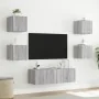 Wall-mounted TV furniture with LED lights, 5 pieces in Sonoma gray. by , TV Furniture - Ref: Foro24-3216865, Price: 166,63 €,...