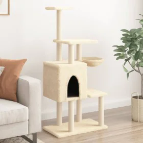 Cat scratcher with cream sisal posts 131 cm by , Cat furniture - Ref: Foro24-172127, Price: 60,96 €, Discount: %