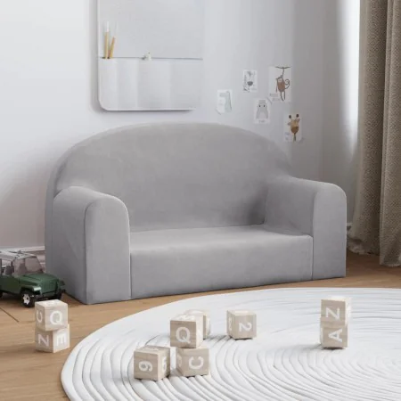 Two-seater light gray soft plush sofa for children by , Baby and Toddler Furniture - Ref: Foro24-357011, Price: 46,08 €, Disc...