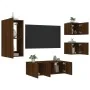 TV wall unit with LED lights, 5 pieces, engineered wood, brown oak. by , TV Furniture - Ref: Foro24-3216831, Price: 182,73 €,...