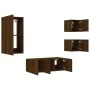 TV wall unit with LED lights, 5 pieces, engineered wood, brown oak. by , TV Furniture - Ref: Foro24-3216831, Price: 182,73 €,...