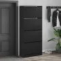 Schuhschrank mit 4 klappbaren Schubladen in Schwarz, 80x34x187,5 cm. von , Schuhregale und Schuhorganisatoren - Ref: Foro24-3...
