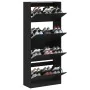 Shoe cabinet with 4 foldable drawers black 80x34x187.5 cm by , Shoe racks and shoe organizers - Ref: Foro24-3214379, Price: 1...