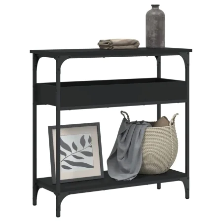 Console table with black engineered wood shelf 75x29x75 cm by , Side tables - Ref: Foro24-837712, Price: 49,31 €, Discount: %