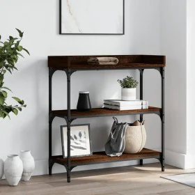 Console table with brown oak shelves 75x30x80 cm by , Side tables - Ref: Foro24-837816, Price: 47,23 €, Discount: %