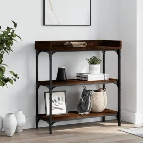 Mesa consola con estantes roble marrón 75x30x80 cm de , Mesas auxiliares - Ref: Foro24-837816, Precio: 47,23 €, Descuento: %