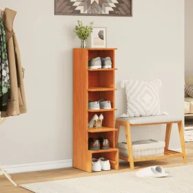 Massives Schuhregal aus Kiefernholz in brauner Wachsoptik, 28x30x104 cm. von , Schuhregale und Schuhorganisatoren - Ref: Foro...