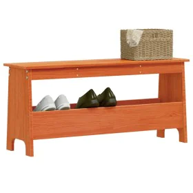 Solid pine wood brown waxed hallway bench 100x28x45 cm by , Benches for halls and storage - Ref: Foro24-837384, Price: 53,25 ...