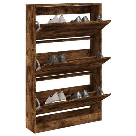 Engineered wood smoked oak shoemaker 80x21x125.5 cm by , Shoe racks and shoe organizers - Ref: Foro24-839928, Price: 118,60 €...
