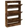 Rauchige Eichenholz-Ingenieur-Holzschuhmacher 80x21x125,5 cm von , Schuhregale und Schuhorganisatoren - Ref: Foro24-839928, P...