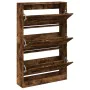 Zapatero de madera de ingeniería roble ahumado 80x21x125,5 cm de , Zapateros y organizadores de calzado - Ref: Foro24-839928,...