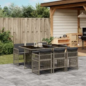 Garden dining set 7 pieces and gray synthetic rattan cushions by , Garden sets - Ref: Foro24-3210908, Price: 474,89 €, Discou...