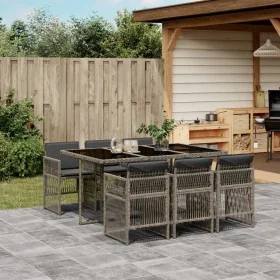 Garten-Essgruppe, 7-teilig, mit grauen Polstern aus synthetischem Rattan. von , Gartensets - Ref: Foro24-3210908, Preis: 475,...