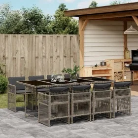 Garden dining set 9 pieces and gray synthetic rattan cushions by , Garden sets - Ref: Foro24-3210920, Price: 693,43 €, Discou...