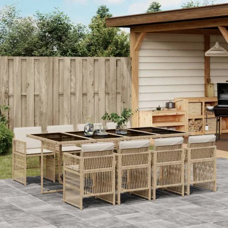 9-piece garden dining set with beige synthetic rattan cushions by , Garden sets - Ref: Foro24-3210922, Price: 621,29 €, Disco...