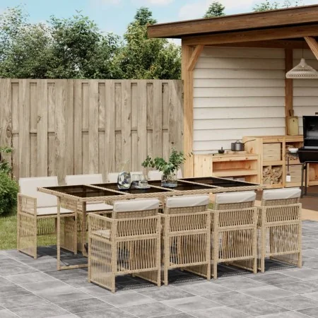 Garten-Essgruppe 9-teilig mit Kissen aus synthetischem Rattan in Beige. von , Gartensets - Ref: Foro24-3210922, Preis: 661,02...