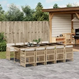 Garden dining set 11 pieces with beige synthetic rattan cushions by , Garden sets - Ref: Foro24-3210934, Price: 829,36 €, Dis...