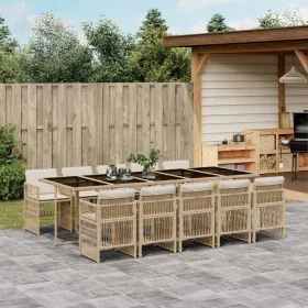 Set comedor de jardín 11 pzas con cojines ratán sintético beige de , Conjuntos de jardín - Ref: Foro24-3210934, Precio: 829,2...