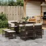 Set comedor para jardín 9 pzas y cojines ratán sintético marrón de , Conjuntos de jardín - Ref: Foro24-3210957, Precio: 404,3...