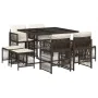 Set comedor para jardín 9 pzas y cojines ratán sintético marrón de , Conjuntos de jardín - Ref: Foro24-3210957, Precio: 404,3...