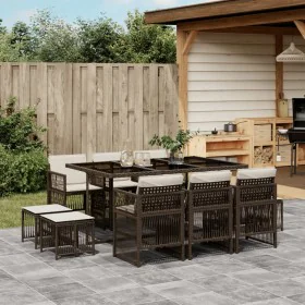 Set comedor de jardín 11 pzas y cojines ratán sintético marrón de , Conjuntos de jardín - Ref: Foro24-3210969, Precio: 558,08...