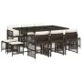 Garden dining set 11 pieces and brown synthetic rattan cushions by , Garden sets - Ref: Foro24-3210969, Price: 558,08 €, Disc...