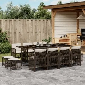Garden furniture set 13 pieces and brown synthetic rattan cushions by , Garden sets - Ref: Foro24-3210981, Price: 772,23 €, D...