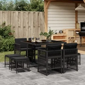 9-piece garden dining set with black synthetic rattan cushions by , Garden sets - Ref: Foro24-3210955, Price: 392,09 €, Disco...