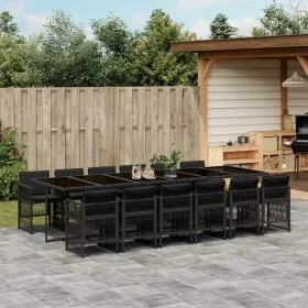 Set comedor de jardín con cojines 13 pzas ratán sintético negro de , Conjuntos de jardín - Ref: Foro24-3210943, Precio: 944,7...