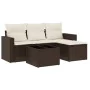 5-piece garden dining set with brown synthetic rattan cushions. by , Modular outdoor sofas - Ref: Foro24-3251220, Price: 322,...
