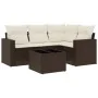 5-piece garden dining set with brown synthetic rattan cushions. by , Modular outdoor sofas - Ref: Foro24-3251260, Price: 374,...