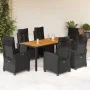 7-piece garden dining set with black synthetic rattan cushions by , Garden sets - Ref: Foro24-3212668, Price: 1,00 €, Discoun...