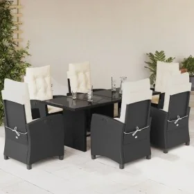 Set de comedor de jardín 7 pzas y cojines ratán sintético negro by , Garden sets - Ref: Foro24-3212680, Price: 881,59 €, Disc...