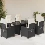 Set de comedor de jardín 7 pzas y cojines ratán sintético negro by , Garden sets - Ref: Foro24-3212680, Price: 881,52 €, Disc...