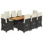 Set de comedor de jardín 9 pzas y cojines ratán sintético negro by , Garden sets - Ref: Foro24-3212705, Price: 1,00 €, Discou...