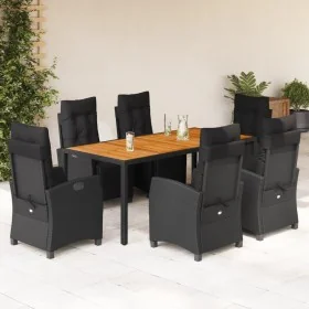 Set de comedor de jardín 7 pzas y cojines ratán sintético negro by , Garden sets - Ref: Foro24-3212910, Price: 1,00 €, Discou...