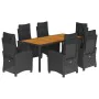 Set de comedor de jardín 7 pzas y cojines ratán sintético negro de , Conjuntos de jardín - Ref: Foro24-3212910, Precio: 1,00 ...
