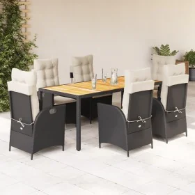Set de comedor de jardín 7 pzas y cojines ratán sintético negro by , Garden sets - Ref: Foro24-3213091, Price: 898,64 €, Disc...