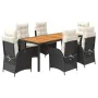 Set de comedor de jardín 7 pzas y cojines ratán sintético negro de , Conjuntos de jardín - Ref: Foro24-3213091, Precio: 898,3...