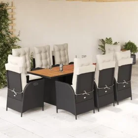 Set de comedor de jardín 9 pzas y cojines ratán sintético negro von , Gartensets - Ref: Foro24-3213137, Preis: 1,00 €, Rabatt: %