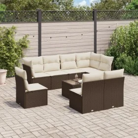 Set de sofás de jardín 9 pzas y cojines ratán sintético marrón by , Garden sets - Ref: Foro24-3217773, Price: 580,58 €, Disco...