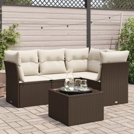 Set comedor de jardín 5 piezas y cojines ratán sintético marrón by , Garden sets - Ref: Foro24-3249432, Price: 352,44 €, Disc...