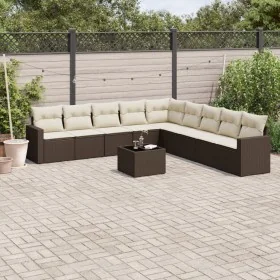 Set de sofás de jardín 10 pzas y cojines ratán sintético marrón by , Garden sets - Ref: Foro24-3219093, Price: 636,45 €, Disc...
